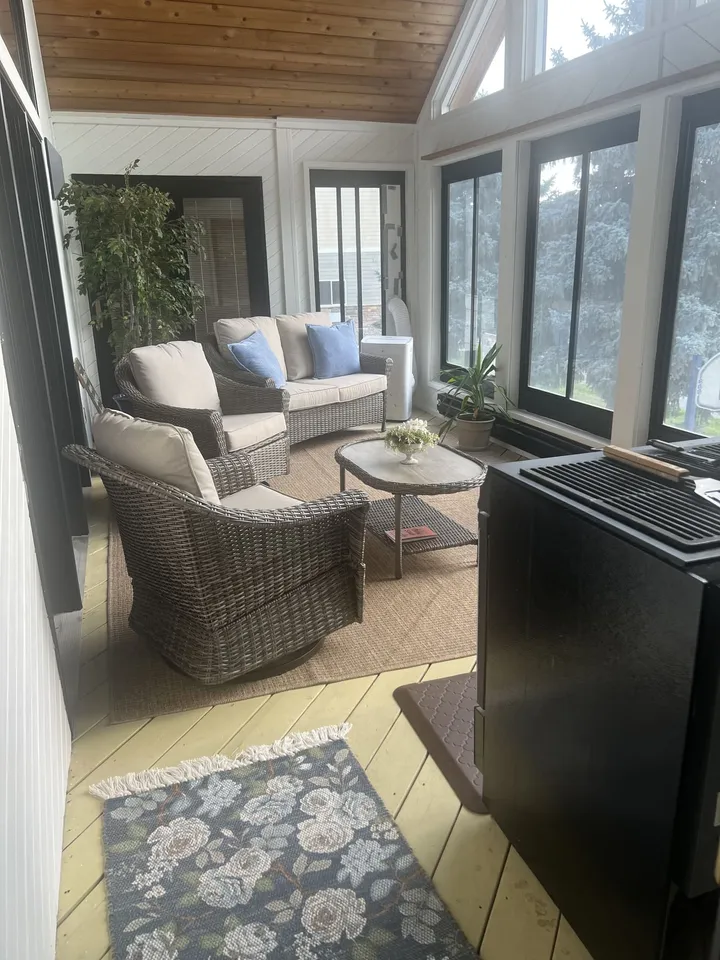 Wood Sunroom Brightened to White