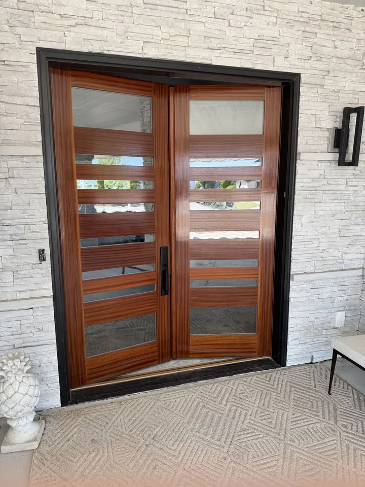 Mahogany Double Front Doors — Refinished