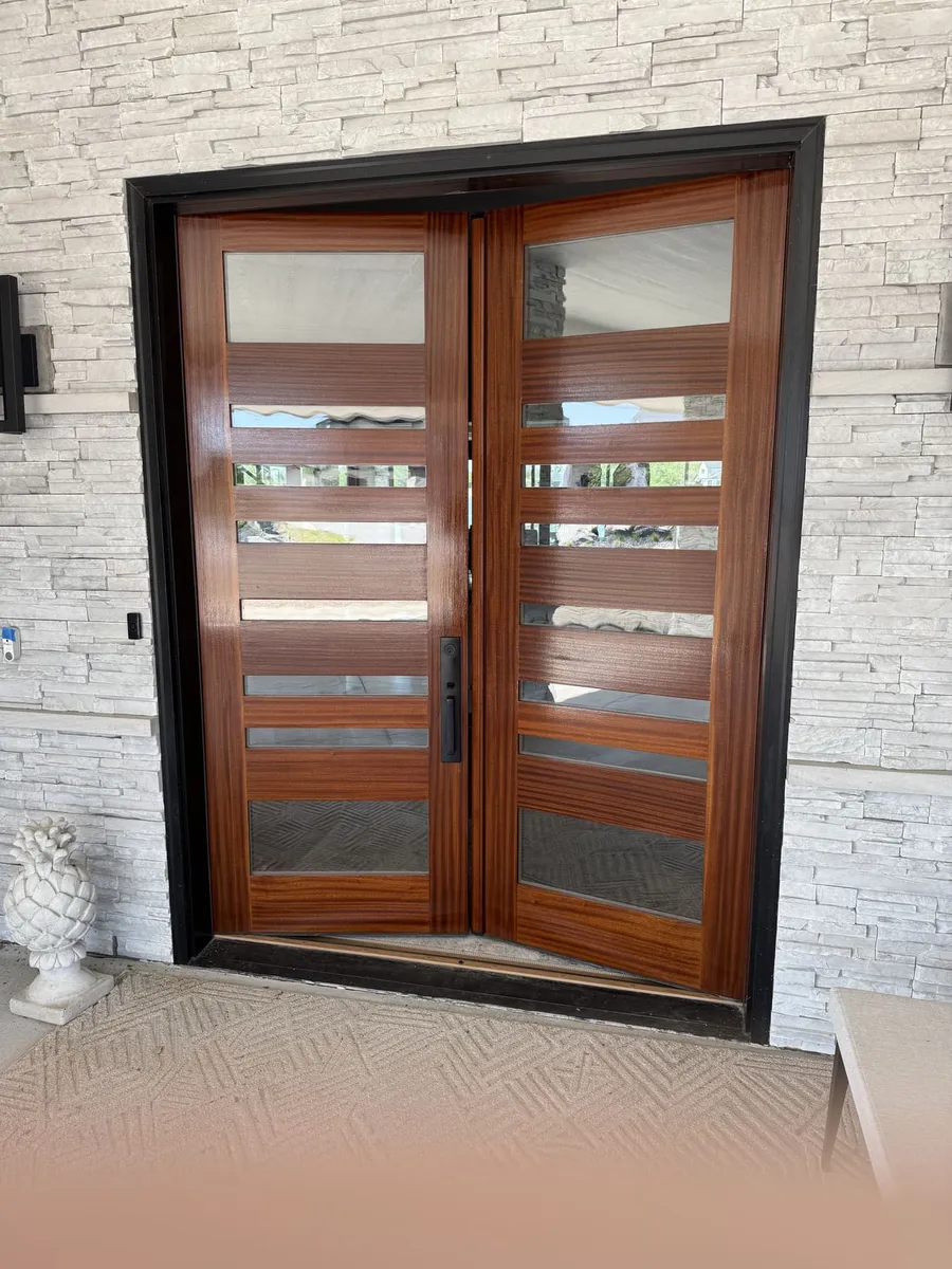 Mahogany Double Front Doors — Refinished — finished, photo 1