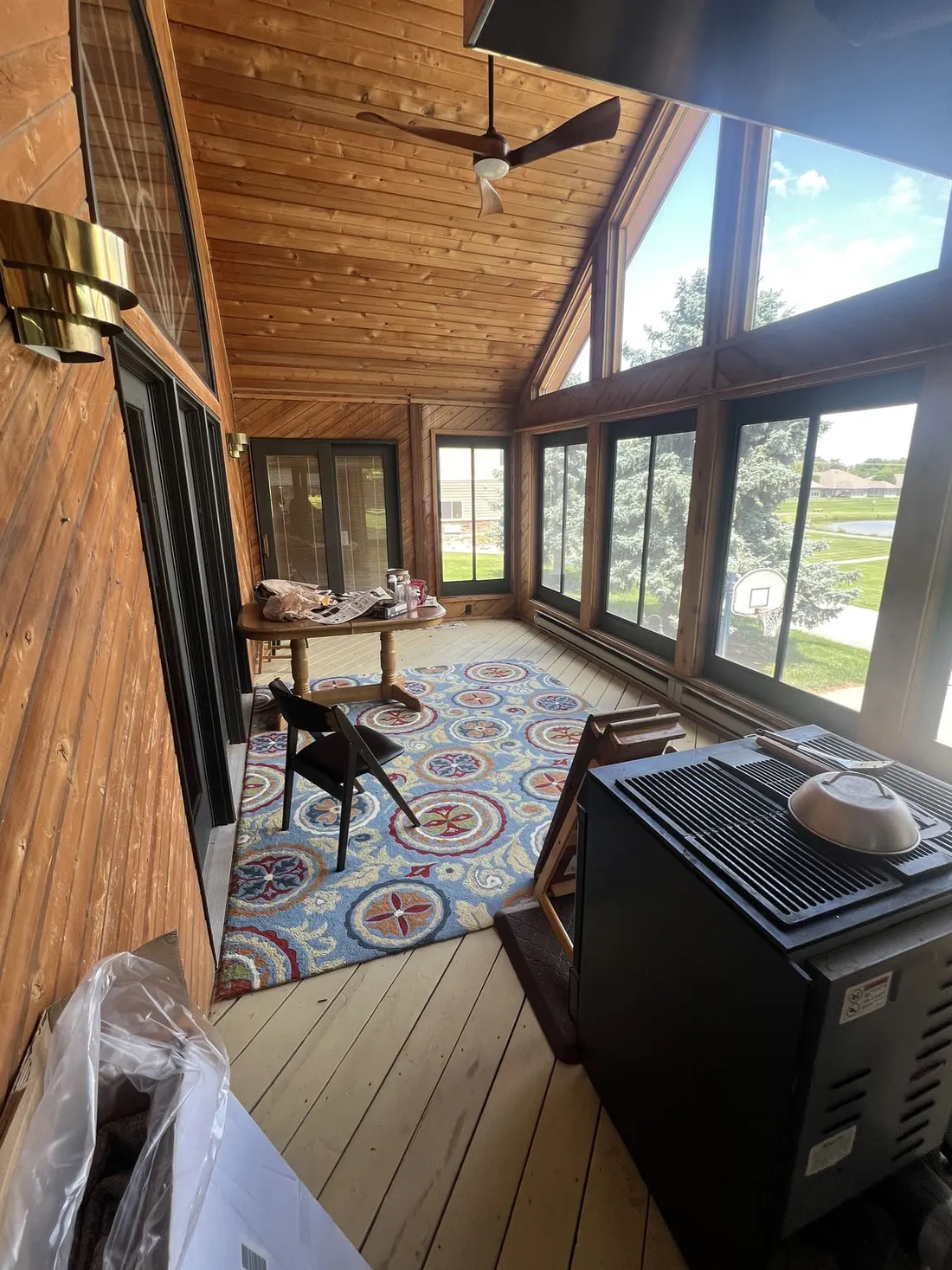 Wood Sunroom Brightened to White — before